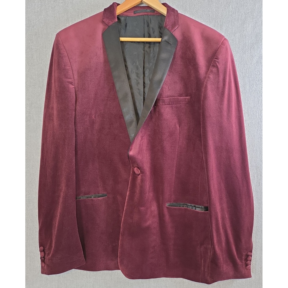 Asos Smoking Jacket Mens 48L Tuxedo Style Jacket Blazer Eggplant Velvet NEW